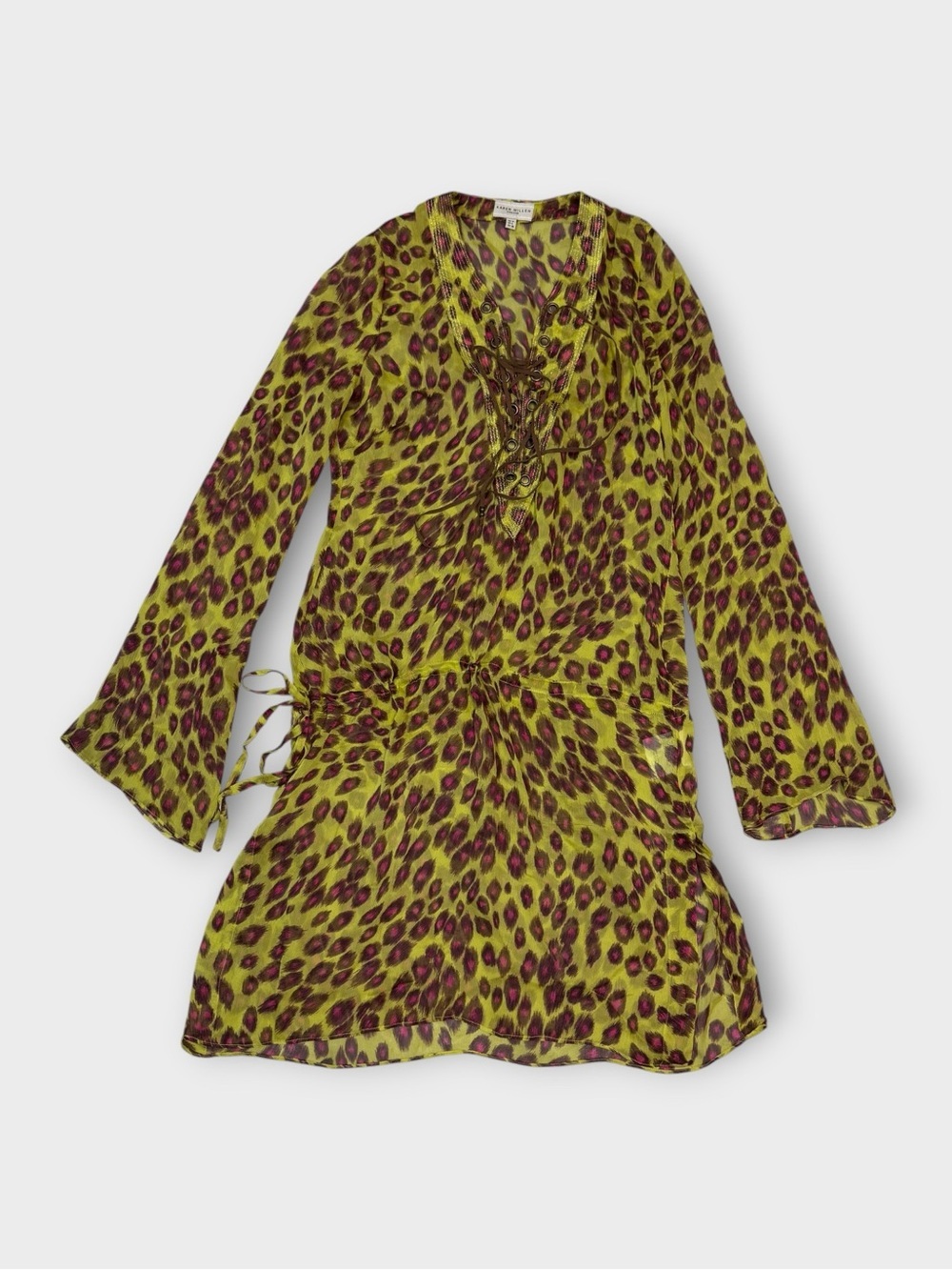 Karen Millen England Silk Leopard Print Mini Dress — US 6 / UK 10